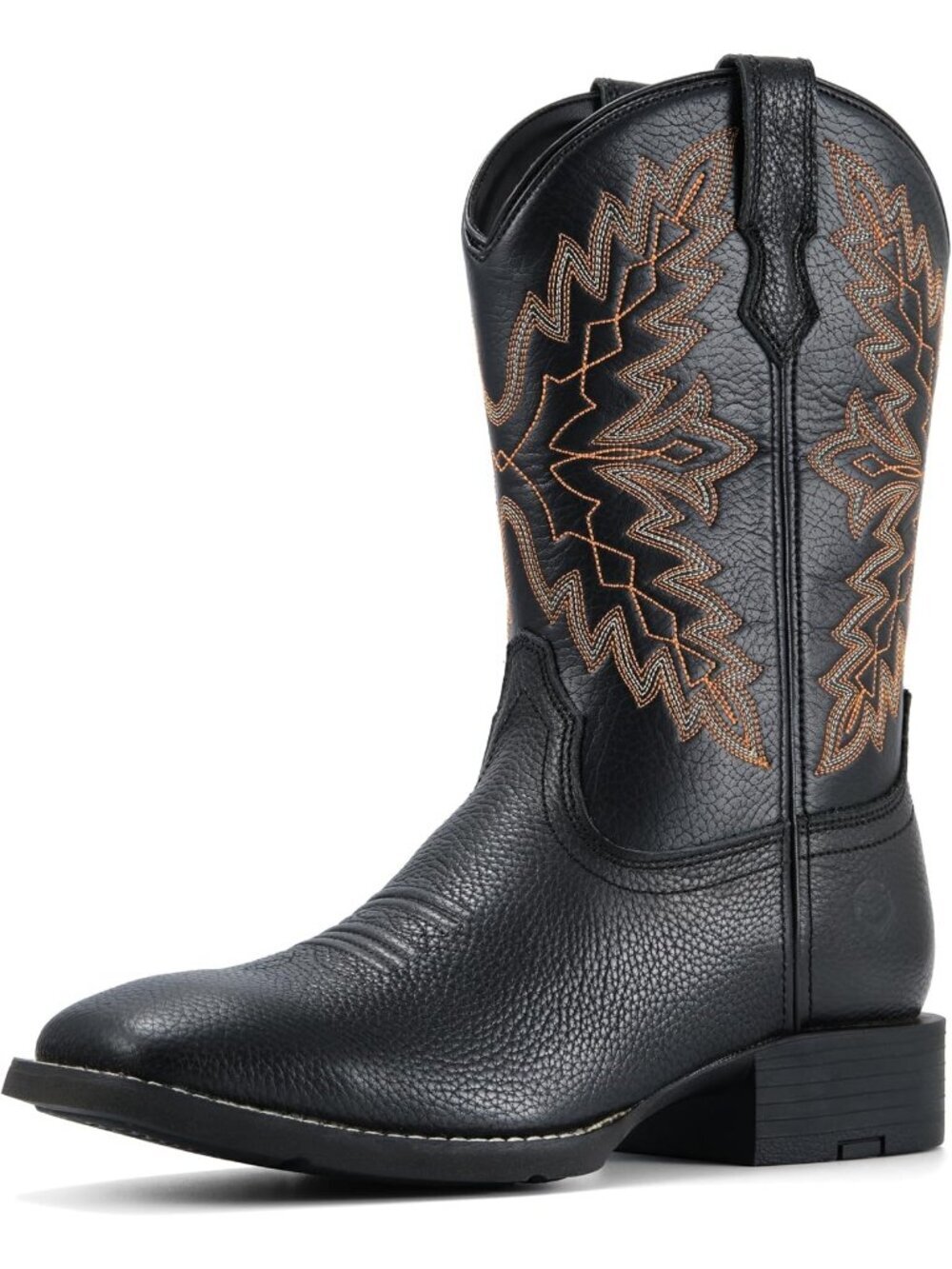 Mens Black Classic Pull On Mid Calf Wellington Square Toe Western Cowboy Boot